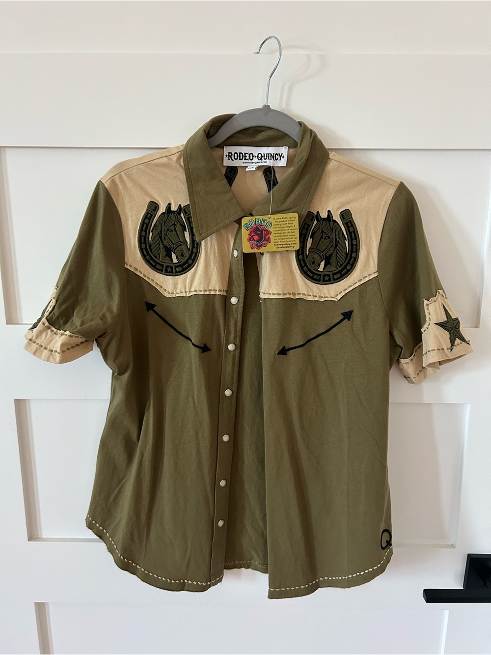 Rodeo Quincy Olive & Beige Western Shirt